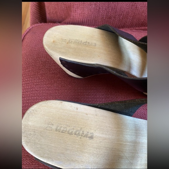 Y2K Vintage Trippen Germany Wood Clogs With Leather Black Straps Sandals 40 - Picture 2 of 12